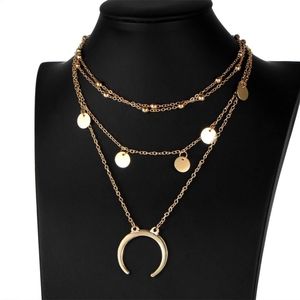 !! 5 FOR $25 !! Moon Coin Multilayer Choker Necklace